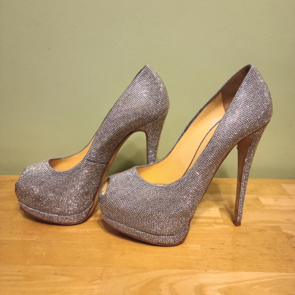 Giuseppe Zanotti Crystal Embellished Peep Toe Platforms